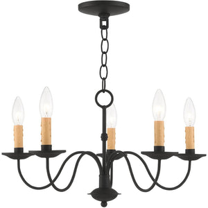 HomeRoots Black Five-Light Dimmable Chandelier with Cylindrical Shades for Contemporary Home Elegance 687410