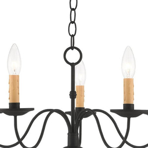 HomeRoots Black Five-Light Dimmable Chandelier with Cylindrical Shades for Contemporary Home Elegance 687410
