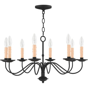 HomeRoots Black Eight-Light Dimmable Chandelier with Cylinder Shades for Modern Dining & Living Spaces 687411