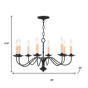 HomeRoots Black Eight-Light Dimmable Chandelier with Cylinder Shades for Modern Dining & Living Spaces 687411