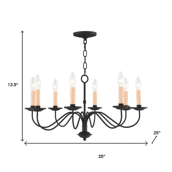 HomeRoots Black Eight-Light Dimmable Chandelier with Cylinder Shades for Modern Dining & Living Spaces 687411