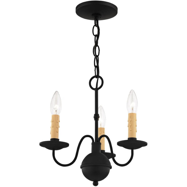 HomeRoots Black Modern Three-Light Dimmable Chandelier with Cylinder Shades for Stylish Ambient Lighting 687412