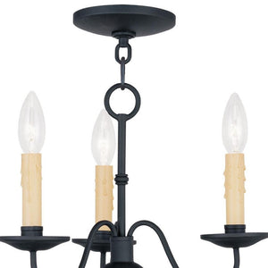 HomeRoots Black Modern Three-Light Dimmable Chandelier with Cylinder Shades for Stylish Ambient Lighting 687412