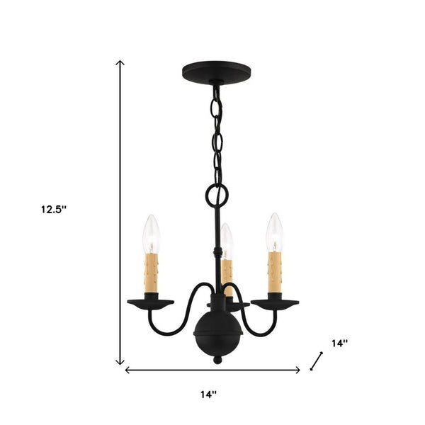 HomeRoots Black Modern Three-Light Dimmable Chandelier with Cylinder Shades for Stylish Ambient Lighting 687412