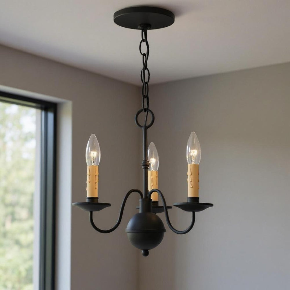 HomeRoots Black Modern Three-Light Dimmable Chandelier with Cylinder Shades for Stylish Ambient Lighting 687412