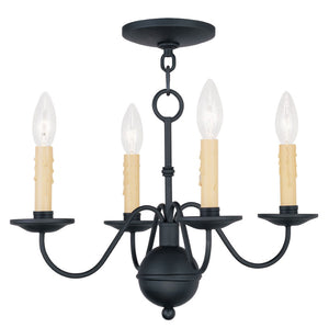 HomeRoots Black Four-Light Dimmable Chandelier - Modern Cylindrical Shades for Stylish Indoor Lighting 687413