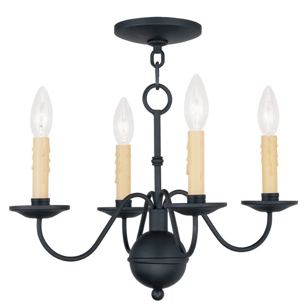 HomeRoots Black Four-Light Dimmable Chandelier - Modern Cylindrical Shades for Stylish Indoor Lighting 687413