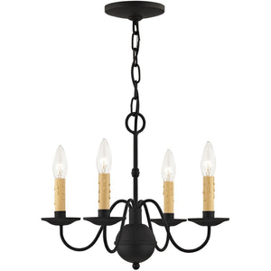 HomeRoots Black Four-Light Dimmable Chandelier - Modern Cylindrical Shades for Stylish Indoor Lighting 687413