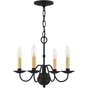 HomeRoots Black Four-Light Dimmable Chandelier - Modern Cylindrical Shades for Stylish Indoor Lighting 687413