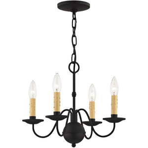 HomeRoots Black Four-Light Dimmable Chandelier - Modern Cylindrical Shades for Stylish Indoor Lighting 687413