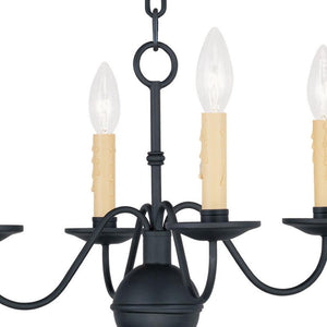 HomeRoots Black Four-Light Dimmable Chandelier - Modern Cylindrical Shades for Stylish Indoor Lighting 687413