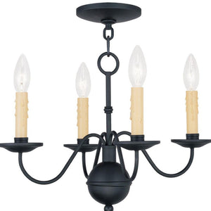 HomeRoots Black Four-Light Dimmable Chandelier - Modern Cylindrical Shades for Stylish Indoor Lighting 687413