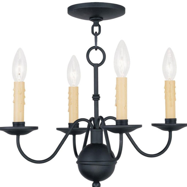 HomeRoots Black Four-Light Dimmable Chandelier - Modern Cylindrical Shades for Stylish Indoor Lighting 687413