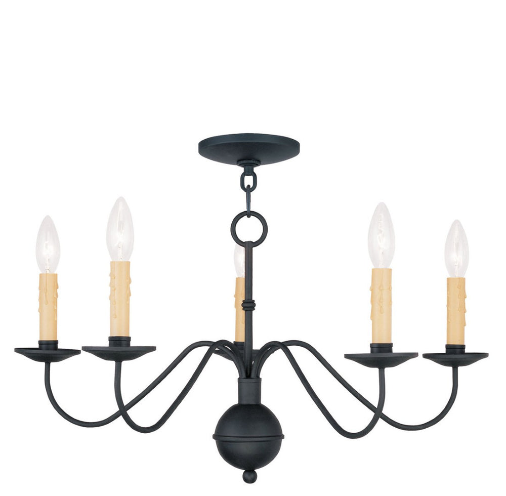 HomeRoots Black Five-Light Dimmable Chandelier – Modern Minimalist Design with Cylindrical Shades for Any Room 687414