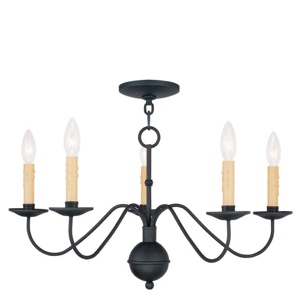 HomeRoots Black Five-Light Dimmable Chandelier – Modern Minimalist Design with Cylindrical Shades for Any Room 687414