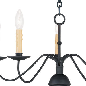 HomeRoots Black Five-Light Dimmable Chandelier – Modern Minimalist Design with Cylindrical Shades for Any Room 687414