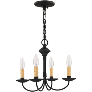 HomeRoots Black Four-Light Dimmable Chandelier with Cylindrical Shades for Modern Spaces & Cozy Ambiance 687415