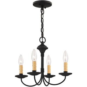 HomeRoots Black Four-Light Dimmable Chandelier with Cylindrical Shades for Modern Spaces & Cozy Ambiance 687415