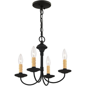 HomeRoots Black Four-Light Dimmable Chandelier with Cylindrical Shades for Modern Spaces & Cozy Ambiance 687415