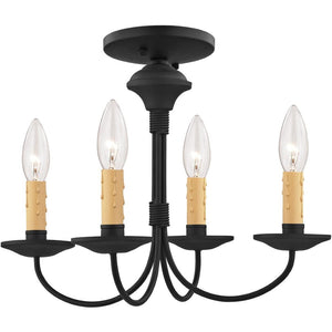 HomeRoots Black Four-Light Dimmable Chandelier with Cylindrical Shades for Modern Spaces & Cozy Ambiance 687415