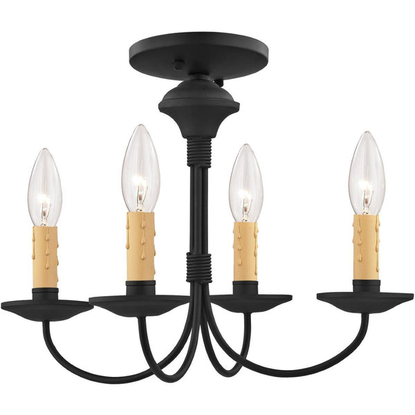 HomeRoots Black Four-Light Dimmable Chandelier with Cylindrical Shades for Modern Spaces & Cozy Ambiance 687415