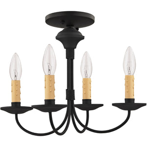 HomeRoots Black Four-Light Dimmable Chandelier with Cylindrical Shades for Modern Spaces & Cozy Ambiance 687415
