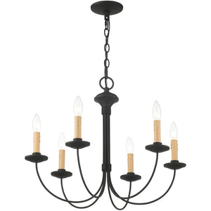 HomeRoots Black Six Light Dimmable Chandelier – Modern Cylinder Shades for Adjustable Ambiance & Style 687416