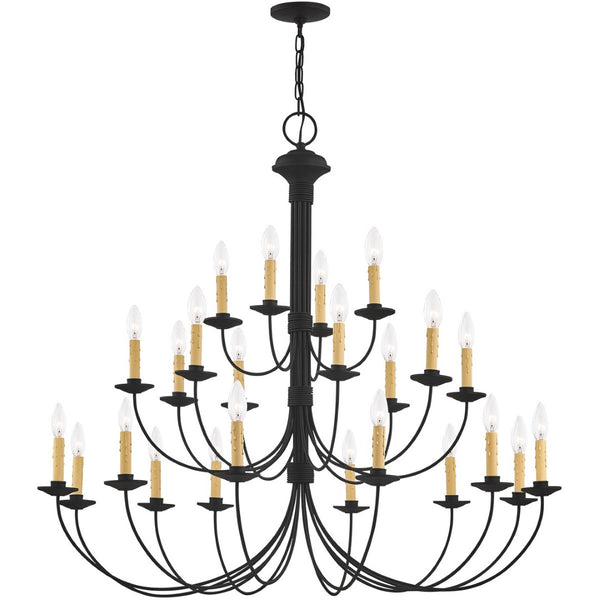HomeRoots Black Multi-Light Dimmable Chandelier with Cylinder Shades for Modern Elegance and Flexible Lighting 687417