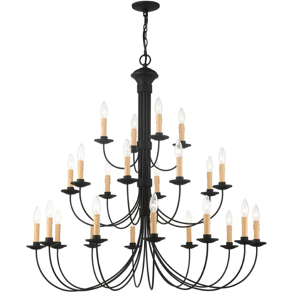 HomeRoots Black Multi-Light Dimmable Chandelier with Cylinder Shades for Modern Elegance and Flexible Lighting 687417