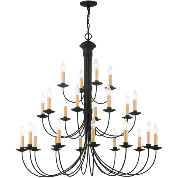 HomeRoots Black Multi-Light Dimmable Chandelier with Cylinder Shades for Modern Elegance and Flexible Lighting 687417