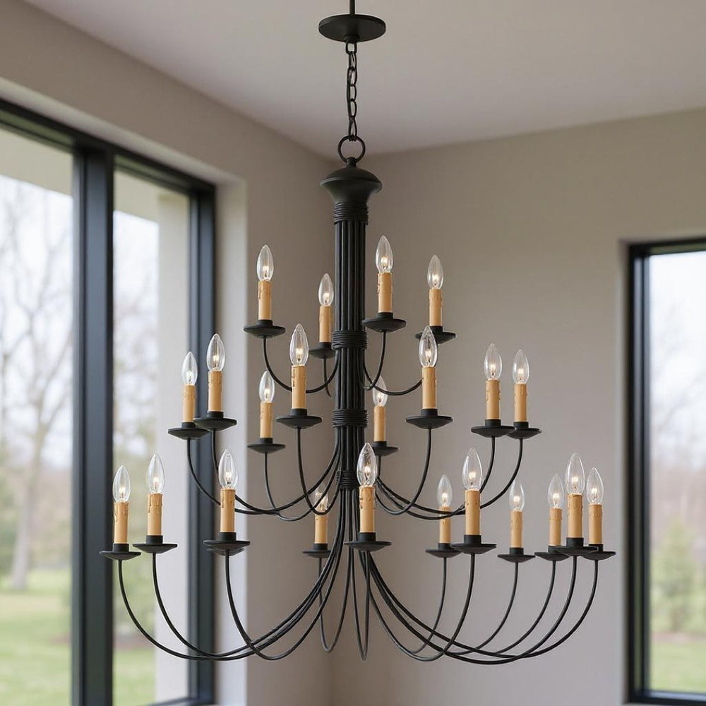 HomeRoots Black Multi-Light Dimmable Chandelier with Cylinder Shades for Modern Elegance and Flexible Lighting 687417