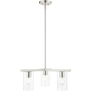 HomeRoots Three Light Dimmable Chandelier with Sleek Cylinder Shades for Modern Ambiance in Any Room 687418