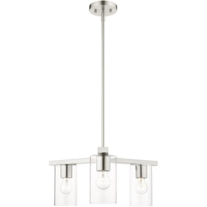 HomeRoots Three Light Dimmable Chandelier with Sleek Cylinder Shades for Modern Ambiance in Any Room 687418