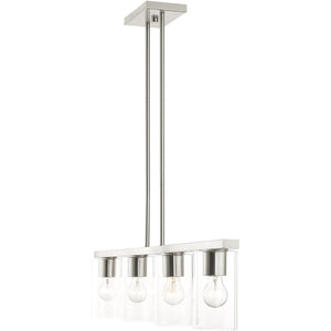 HomeRoots Four Light Dimmable Chandelier with Modern Cylindrical Shades for Stylish Ambiance Control 687419
