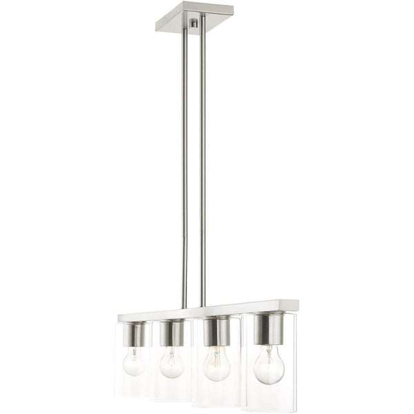 HomeRoots Four Light Dimmable Chandelier with Modern Cylindrical Shades for Stylish Ambiance Control 687419