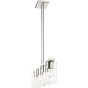HomeRoots Four Light Dimmable Chandelier with Modern Cylindrical Shades for Stylish Ambiance Control 687419