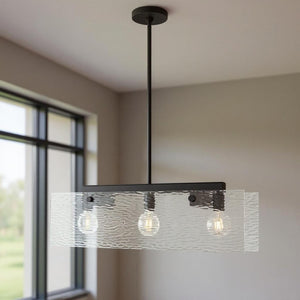 HomeRoots Bronze Three-Light Dimmable Chandelier with Unique Cylinder Shades for Warm, Inviting Illumination 687421