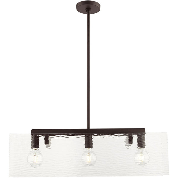 HomeRoots Bronze Three-Light Dimmable Chandelier with Unique Cylinder Shades for Warm, Inviting Illumination 687421