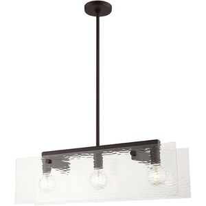 HomeRoots Bronze Three-Light Dimmable Chandelier with Unique Cylinder Shades for Warm, Inviting Illumination 687421