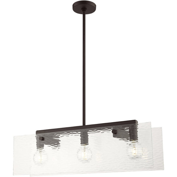 HomeRoots Bronze Three-Light Dimmable Chandelier with Unique Cylinder Shades for Warm, Inviting Illumination 687421