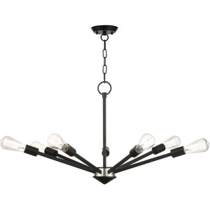 HomeRoots Seven Light Dimmable Chandelier with Modern Cylindrical Shades for Warm Ambiance & Versatile Style 687423
