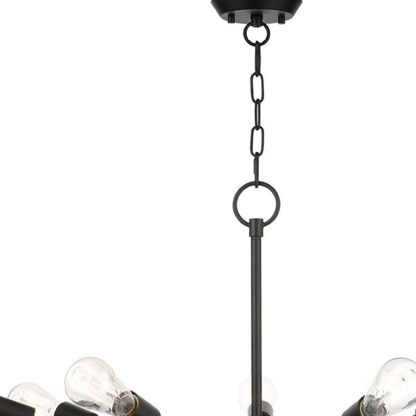 HomeRoots Seven Light Dimmable Chandelier with Modern Cylindrical Shades for Warm Ambiance & Versatile Style 687423