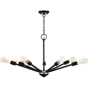 HomeRoots Seven Light Dimmable Chandelier with Modern Cylindrical Shades for Warm Ambiance & Versatile Style 687423