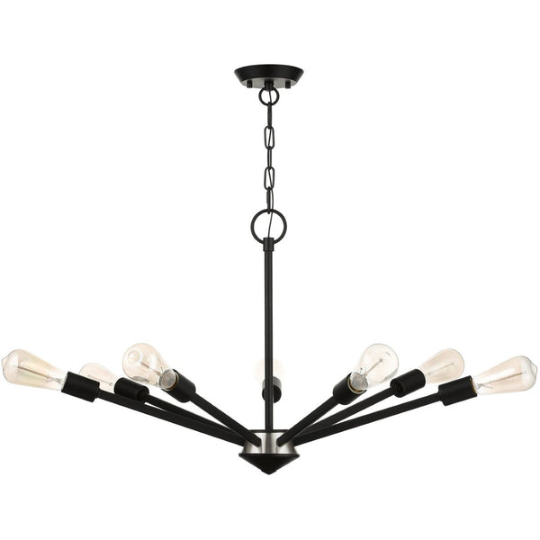 HomeRoots Seven Light Dimmable Chandelier with Modern Cylindrical Shades for Warm Ambiance & Versatile Style 687423