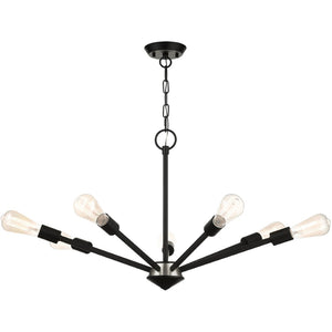 HomeRoots Seven Light Dimmable Chandelier with Modern Cylindrical Shades for Warm Ambiance & Versatile Style 687423