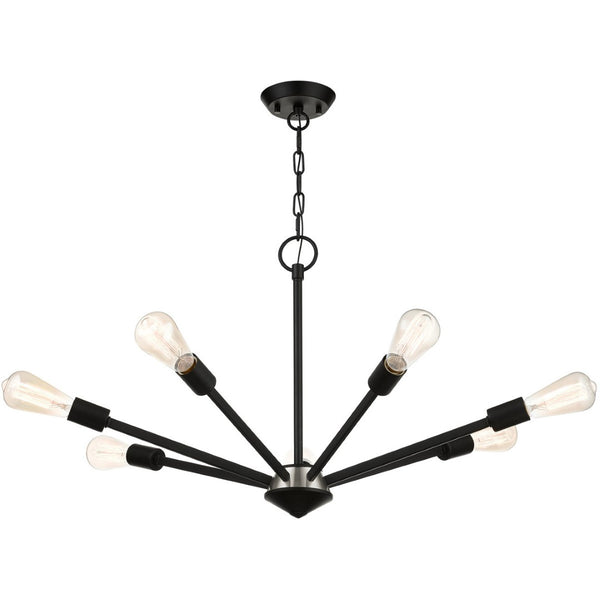 HomeRoots Seven Light Dimmable Chandelier with Modern Cylindrical Shades for Warm Ambiance & Versatile Style 687423
