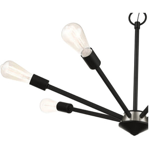 HomeRoots Seven Light Dimmable Chandelier with Modern Cylindrical Shades for Warm Ambiance & Versatile Style 687423