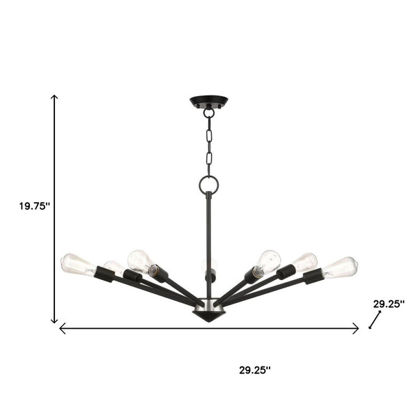 HomeRoots Seven Light Dimmable Chandelier with Modern Cylindrical Shades for Warm Ambiance & Versatile Style 687423