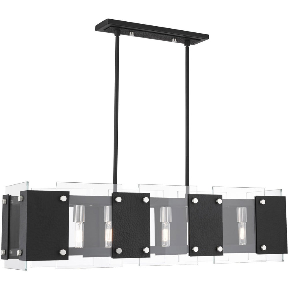 HomeRoots Eight Light Dimmable Chandelier - Modern Elegance with Cylinder Shades for Warm, Ambient Illumination 687425
