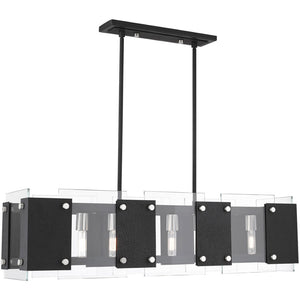 HomeRoots Eight Light Dimmable Chandelier - Modern Elegance with Cylinder Shades for Warm, Ambient Illumination 687425